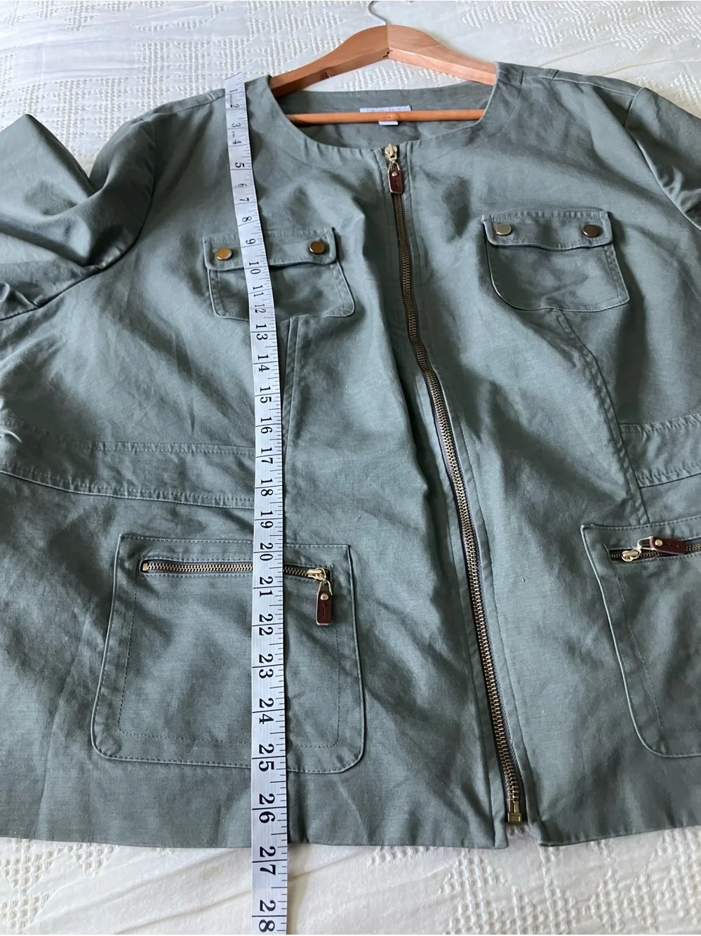 CHARTER CLUB Olive Green Elevated Cotton Utility Jacket Size 24W